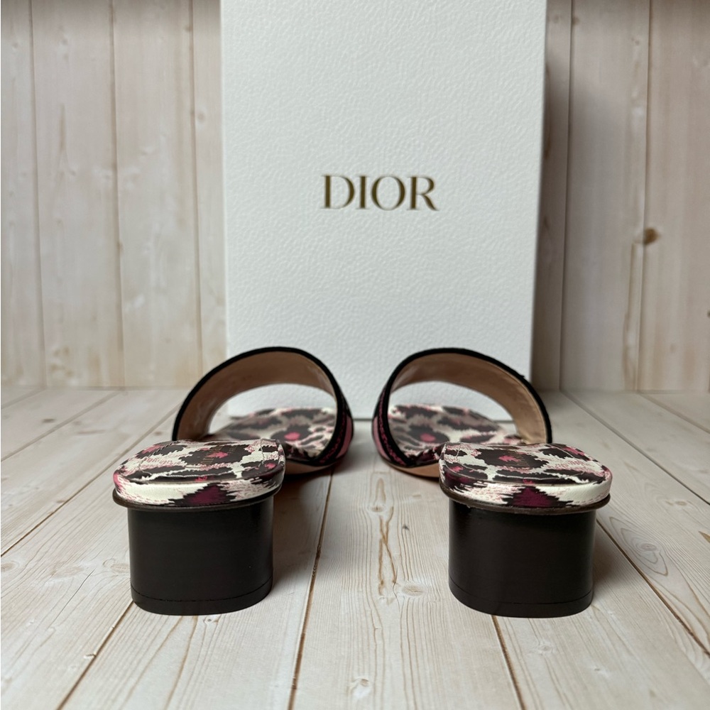 Christian Dior Mizza Embroidered Cotton Dway Slide Sandal Dark Ruby Sz 39 / 9 - Picture 10 of 13